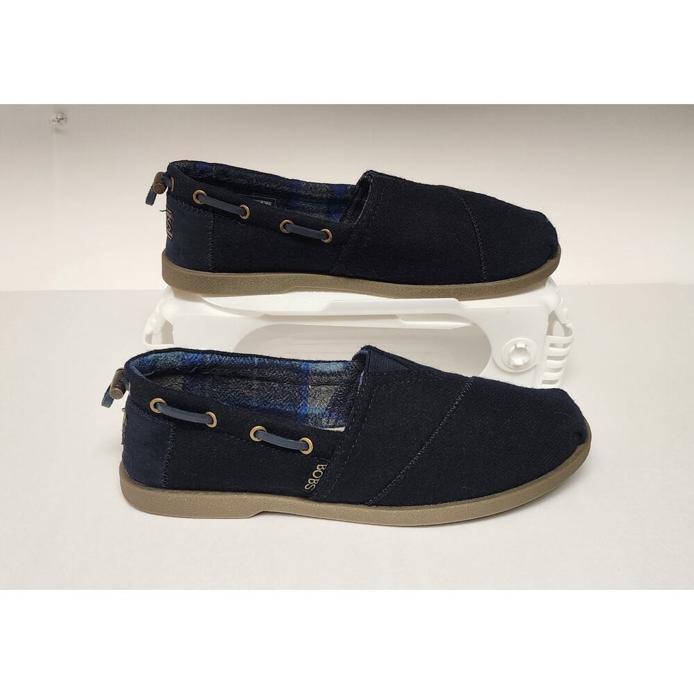 Skechers BOBs Navy Blue Wool Slip-On Shoes Chill Luxe Size 8.5